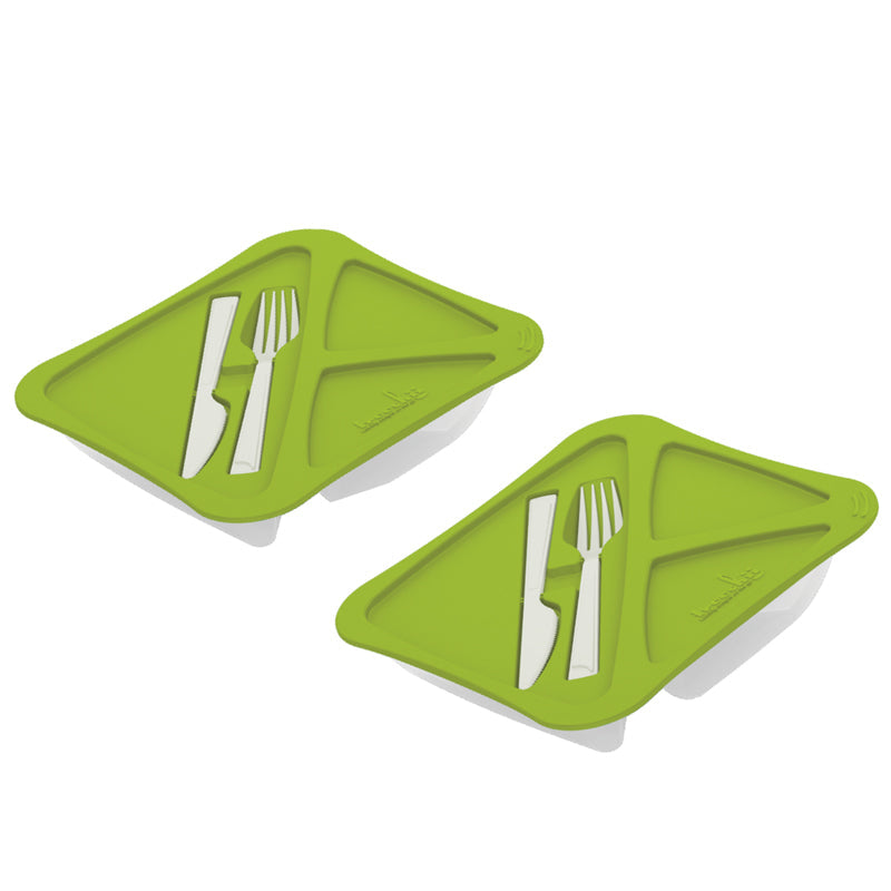Lunch Box With Fork And Knife - Set of 2