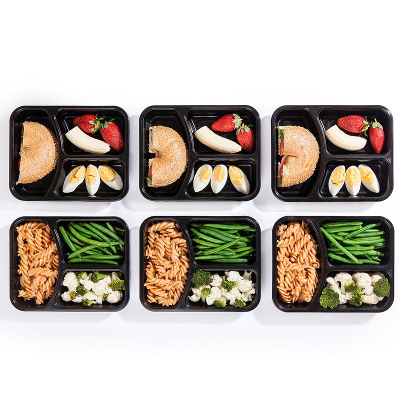 Black Reusable Lunch Boxes - Set of 10