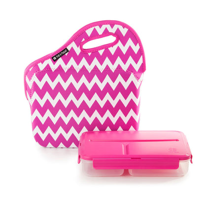 Insulated Lunch Box |  pink & White lunch box with handle