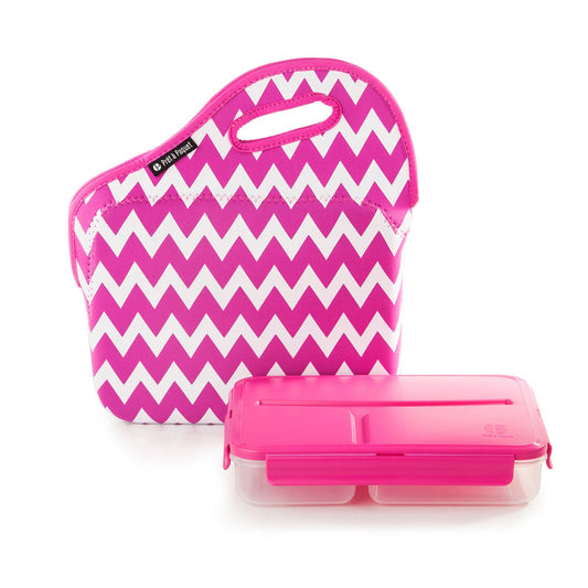 Insulated Lunch Box |  pink & White lunch box with handle