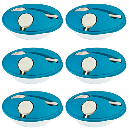 Blue Salad Box with Fork & Sauce - Set of 6